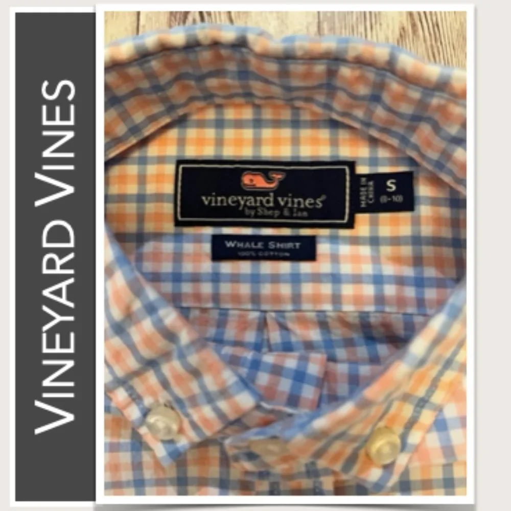 Vineyard Vines Light‎ Blue & Pink Checks Button Down Whale Shirt EUC